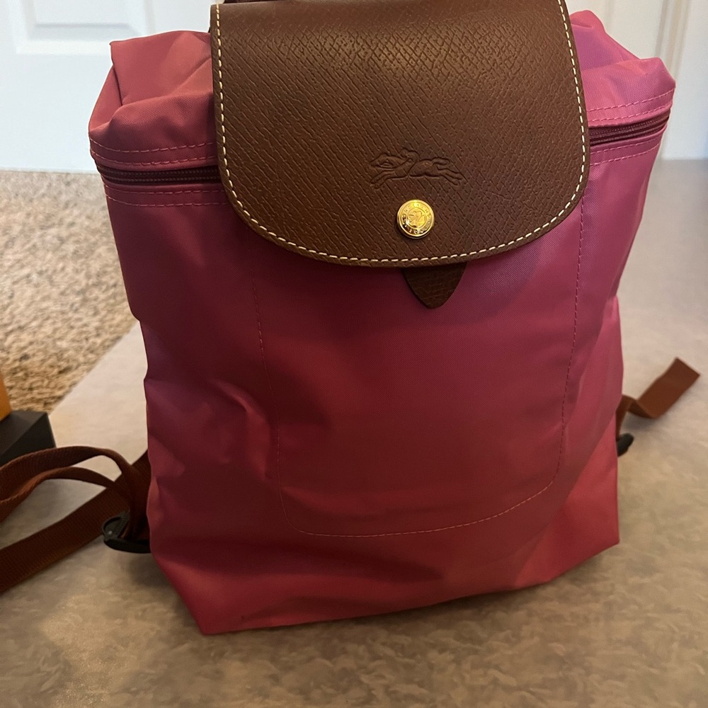 Longchamp Pink and Brown Backpack
